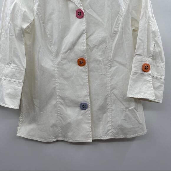 Katherine New York Multicolor Funky Button Retro 3/4 Sleeve Top Size S - Picture 3 of 8